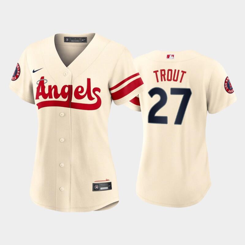 Women's Los Angeles Angels #27 Mike Trout 2022 Cream City Connect Stitched Baseball Jersey(Run Small) Women's Los Angeles Angels #27 Mike Trout 2022 Cream City Connect Stitched Baseball Jersey(Run Small)
